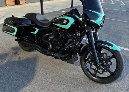 Custom Painted Motorcycle - Teal & Black