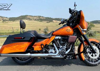 Orange Ghost Flames Custom Painted Motorcycle