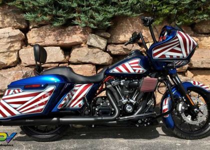 The Patriot Custom Painted Motorcycle Red White and Blue