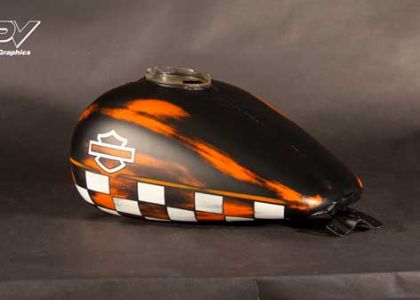 Distressed Orange and Black Custom Painted Tank